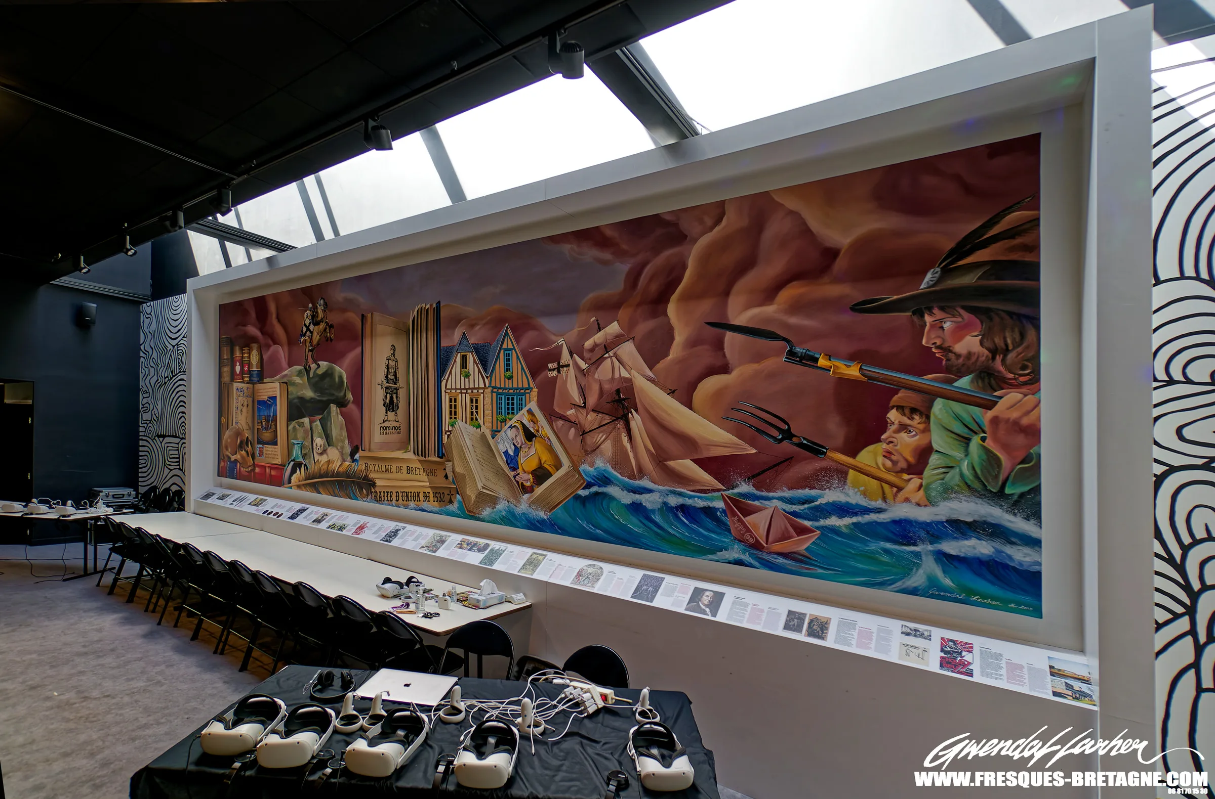 Fresque murale sur l'histoire de Bretagne, salle de conférence de l'espace Nominoë à Vannes, réalisée par Gwendal Larher